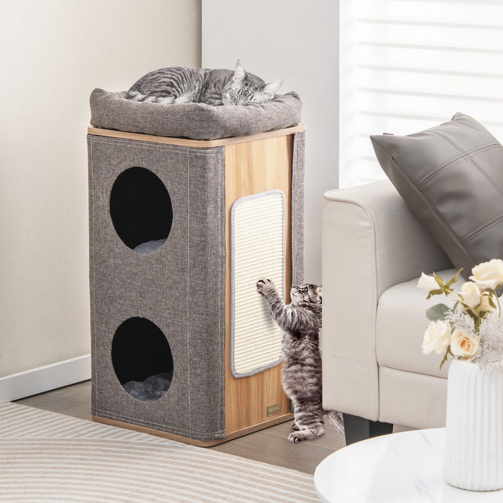 Modern Barrel-Shaped Cat Condo Furniture for Indoor Cats