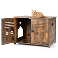 Cat Litter Box Enclosure with Double Louvered Doors, Side Entrance