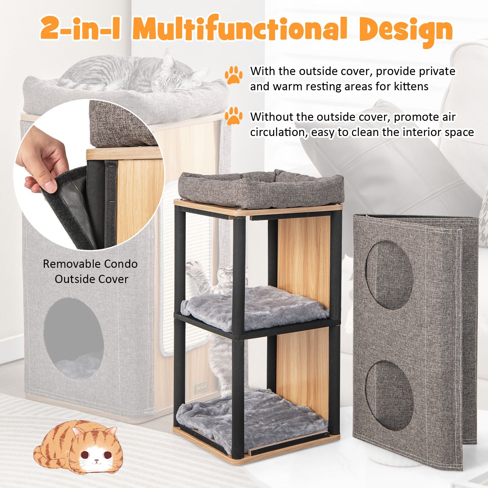 Modern Barrel-Shaped Cat Condo Furniture for Indoor Cats