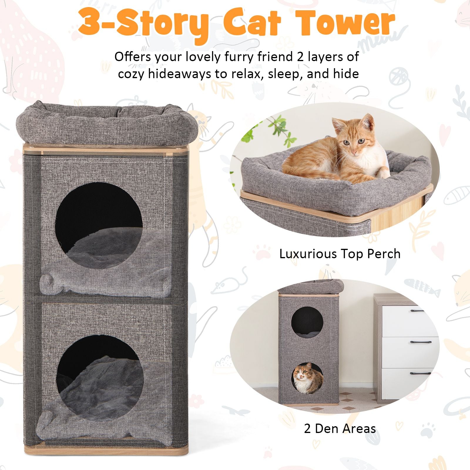 Modern Barrel-Shaped Cat Condo Furniture for Indoor Cats