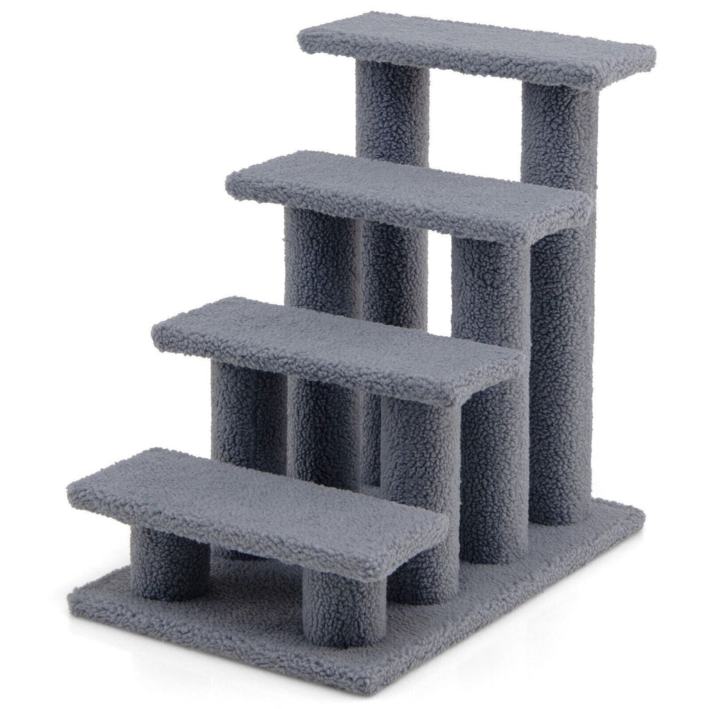 4-Step Carpeted Cat Dog Easy Climb Ladder