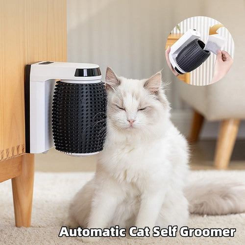 Automatic Cat Self-Groomer Corner Brush — USB Rechargeable Wall-Mount