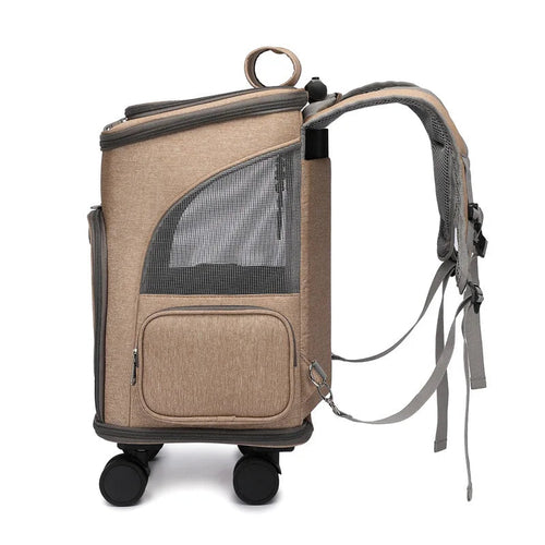 Large Capacity Pet Backpack — Lightweight, Breathable, Adjustable | Khaki & Grey