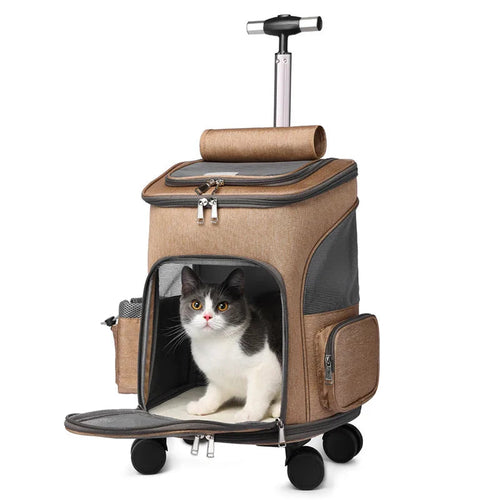 Large Capacity Pet Backpack — Lightweight, Breathable, Adjustable | Khaki & Grey