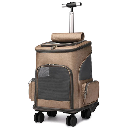 Large Capacity Pet Backpack — Lightweight, Breathable, Adjustable | Khaki & Grey