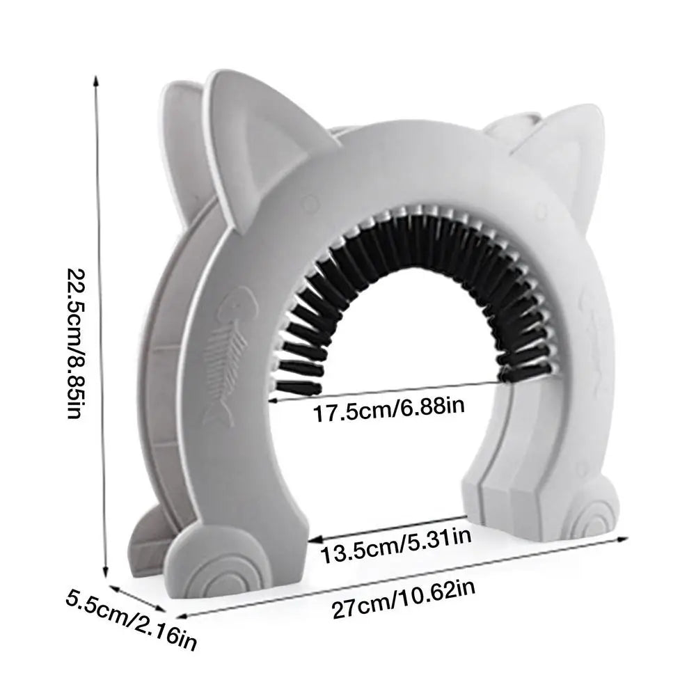 Cat Flap Door with Built-In Grooming Brush — L & XL, Black & White