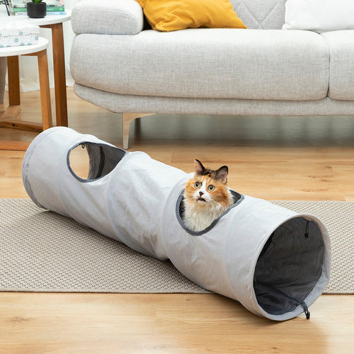 Collapsible Cat Tunnel Toy — 114 cm, 2 Observation Windows, Indoor & Outdoor