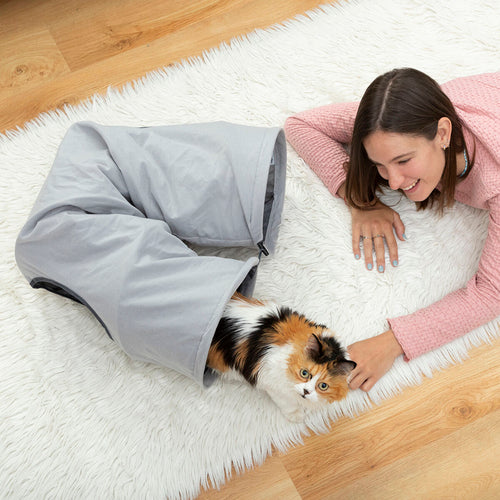 Collapsible Cat Tunnel Toy — 114 cm, 2 Observation Windows, Indoor & Outdoor