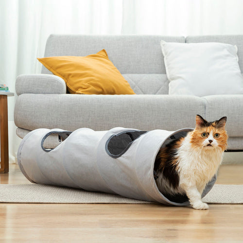 Collapsible Cat Tunnel Toy — 114 cm, 2 Observation Windows, Indoor & Outdoor
