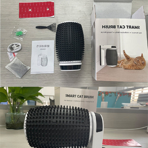 Automatic Cat Self-Groomer Corner Brush — USB Rechargeable Wall-Mount