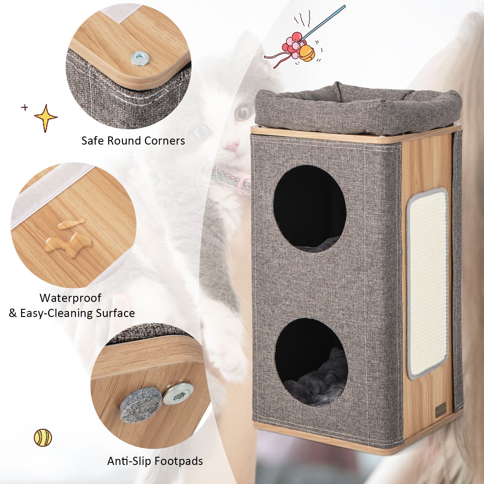 Modern Barrel-Shaped Cat Condo Furniture for Indoor Cats