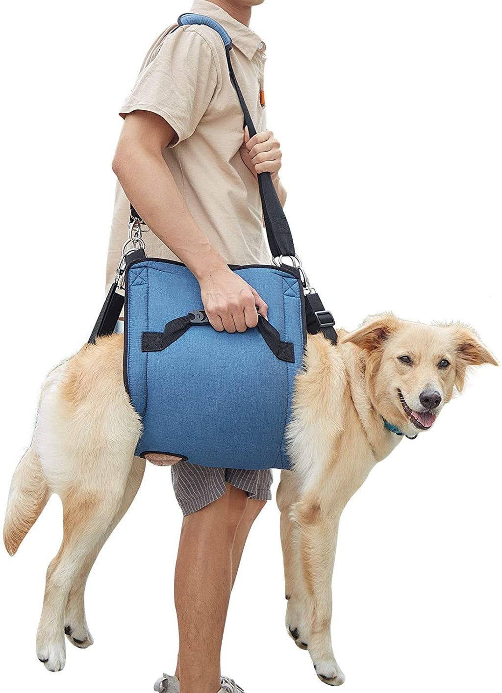 Carry Sling, Emergency Backpack Pet Legs Support & Rehabilitation Lift Harness for Nail Trimming, Carrier for Senior Dogs with Joint Injuries, Arthritis, up and down Stairs(Xxl, Blue)